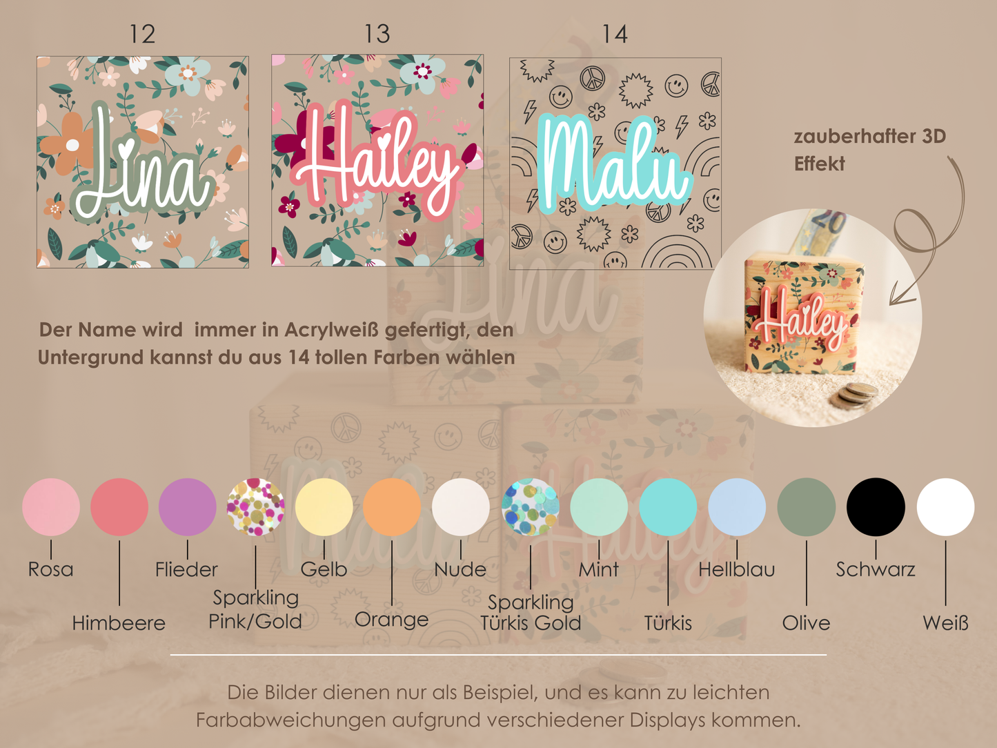 Bunte Spardose für Kinder mit Personalisierung