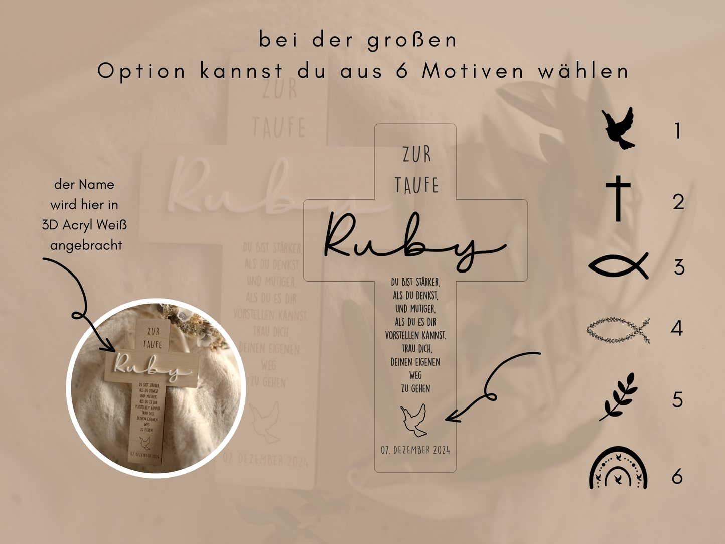 Taufkreuz personalisiert aus Holz