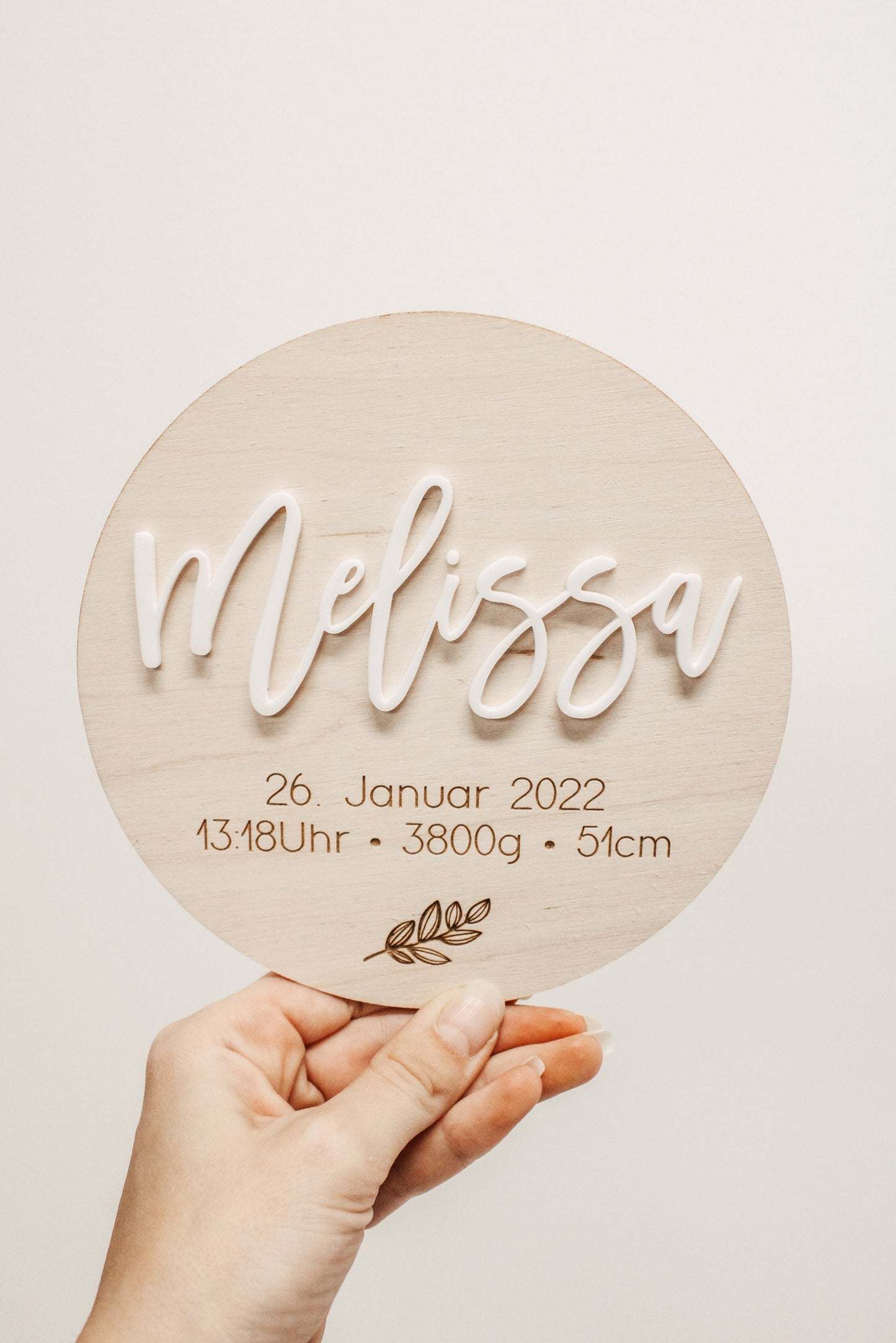 Personalisierte Geburtsscheibe aus Holz