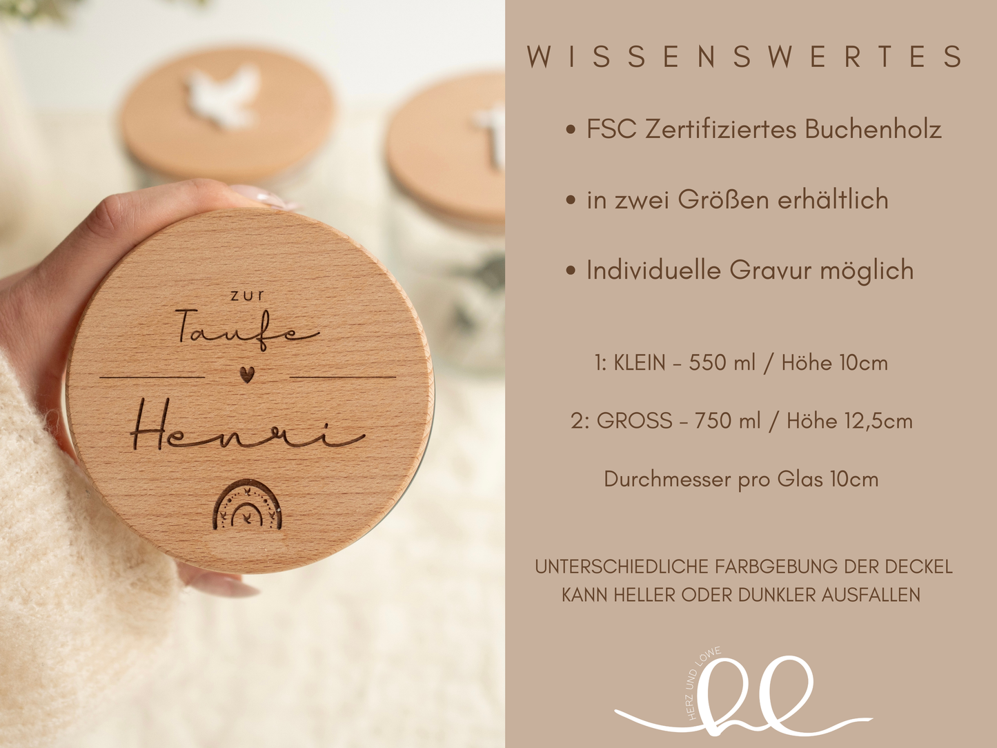 Personalisiertes Vorratsglas zur Taufe