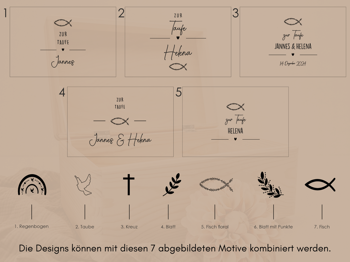 Personalisierte Erinnerungskiste zur Taufe