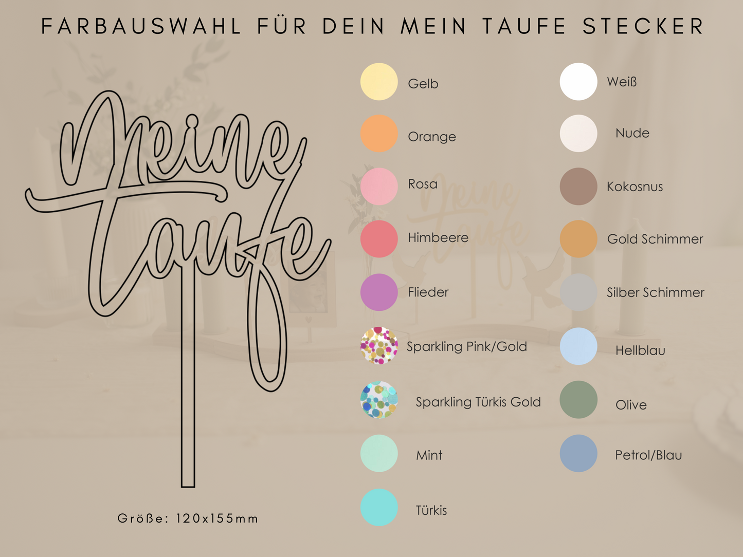 Personalisierte Tischdeko zur Taufe