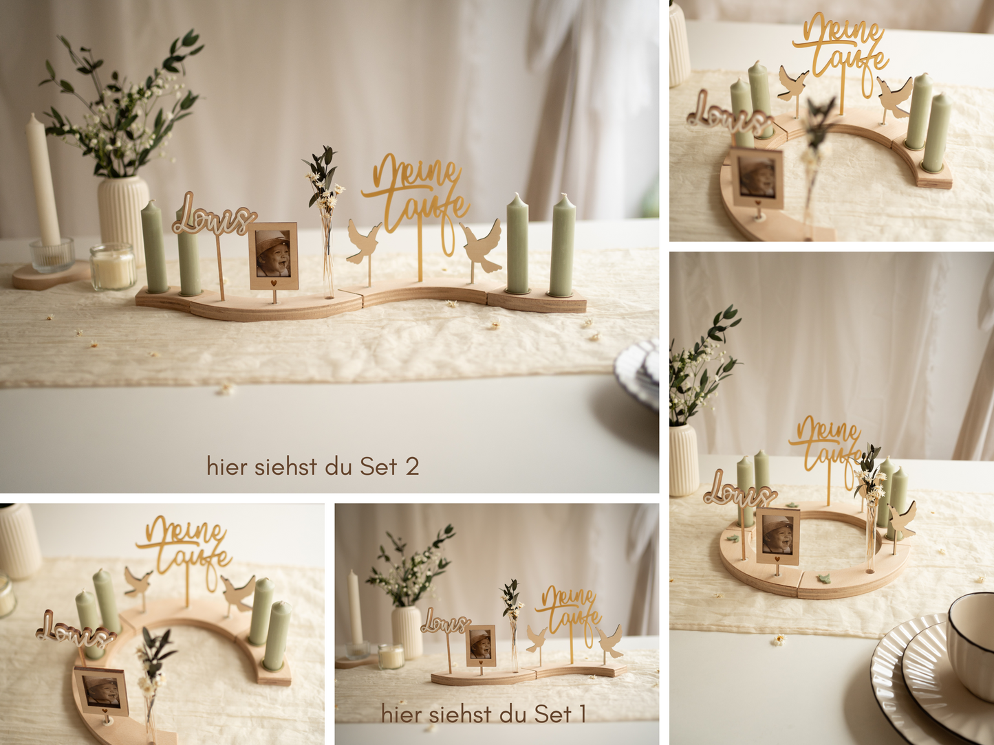 Personalisierte Tischdeko zur Taufe