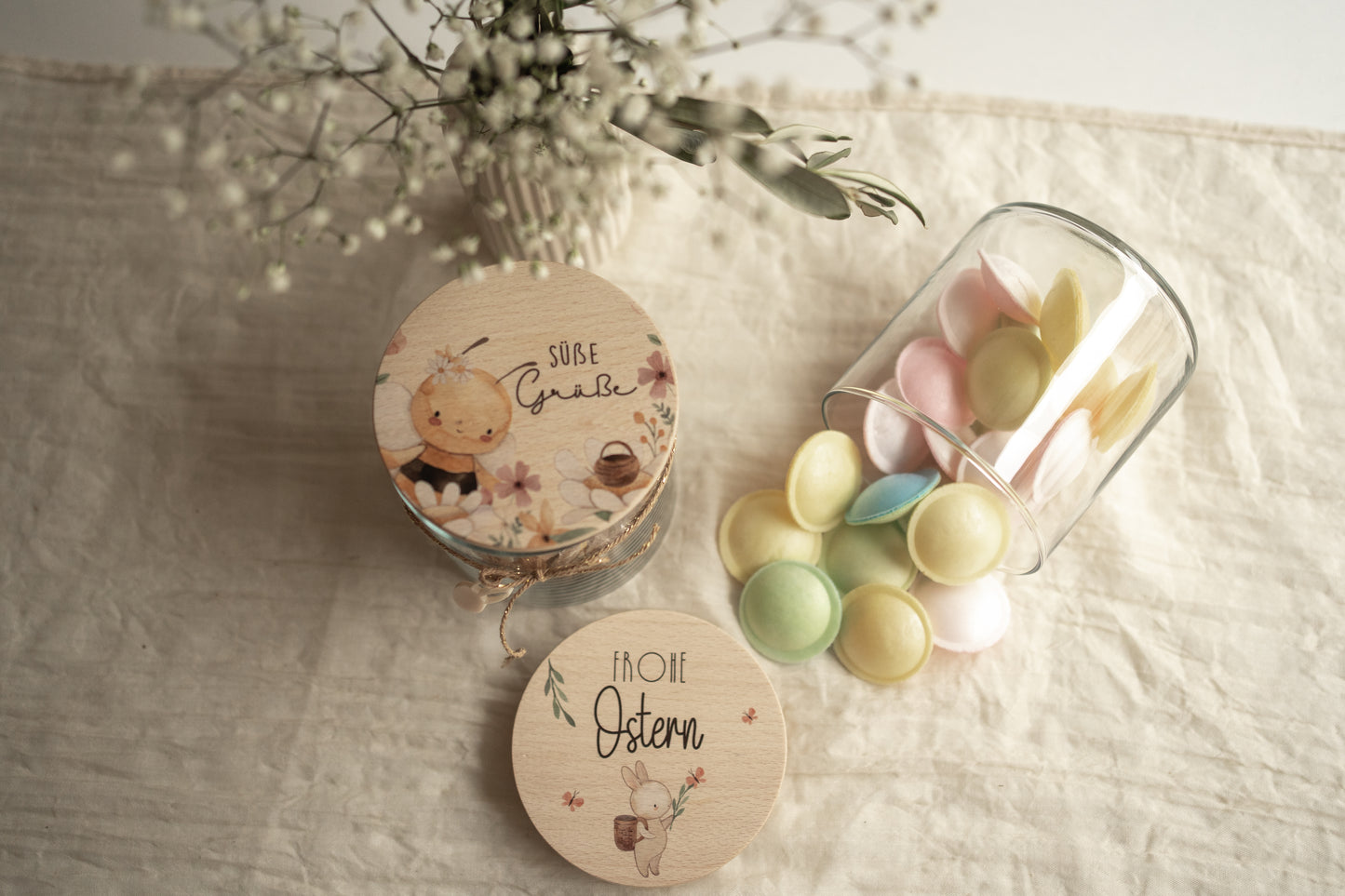 Vorratsglas für Kinder bunt bedruckt zu Ostern