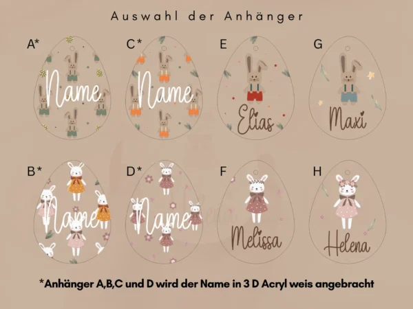 Personalisierte bunte Osteranhänger mit Osterkörbchen – Bild 3