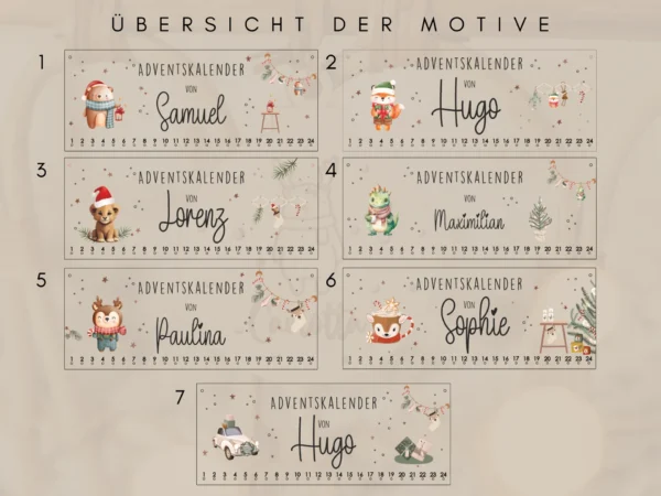 Personalisierter Adventskalender für Kinder mit süßen Tiermotiven – Bild 13