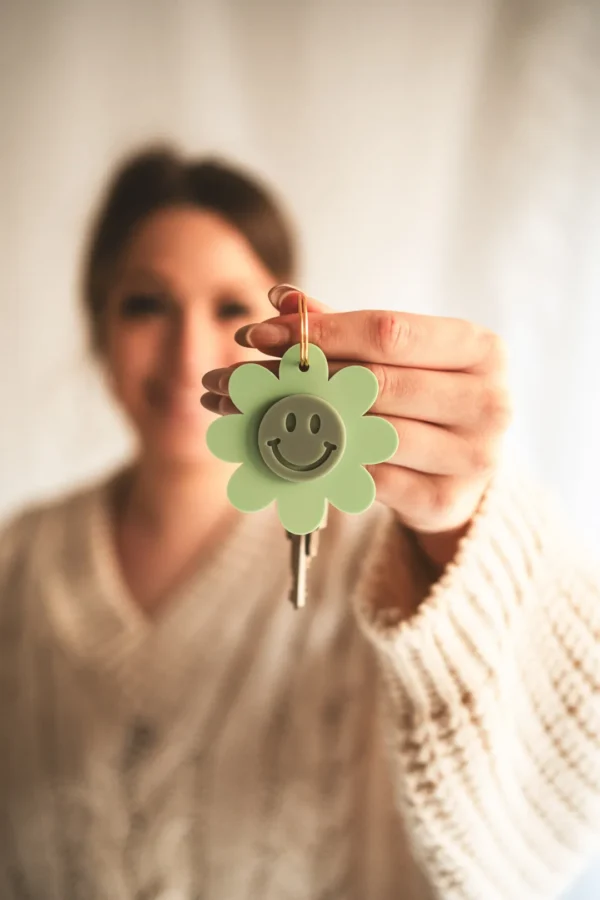 Bunter Schlüsselanhänger mit Smiley – Bild 5