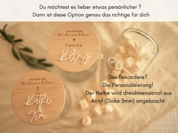 Personalisiertes Vorratsglas aus Holz zu Weihnachten – Bild 10