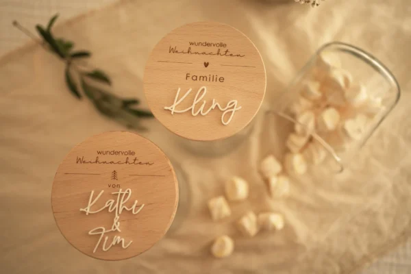 Personalisiertes Vorratsglas aus Holz zu Weihnachten – Bild 4