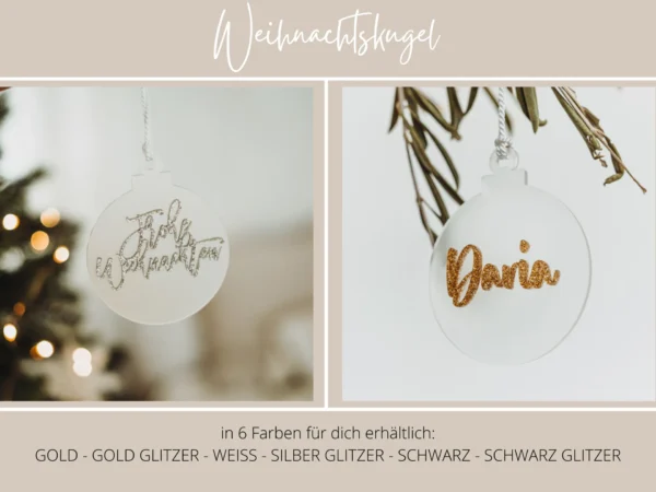 Personalisierte Weihnachtskugel aus Milchglas – Bild 3