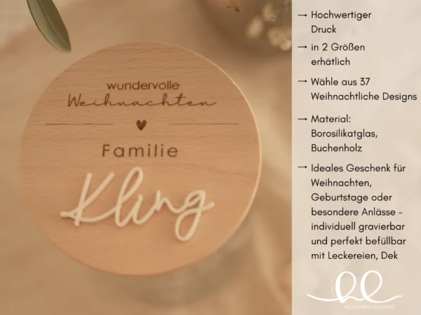 Personalisiertes Vorratsglas aus Holz zu Weihnachten – Bild 6
