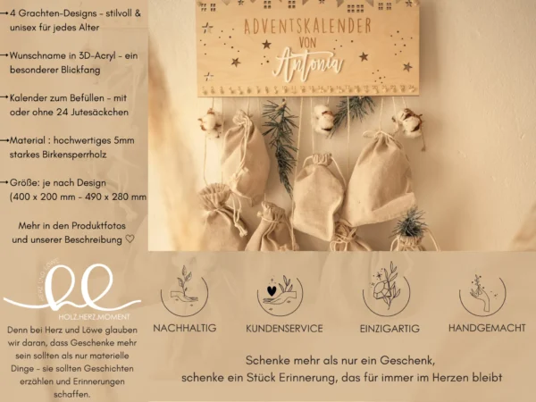 Personalisierter Adventskalender mit Grachtenlandschaft für Kinder – Bild 4