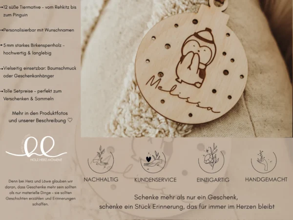 Personalisierte Weihnachtskugel mit Tiermotiven – Bild 11