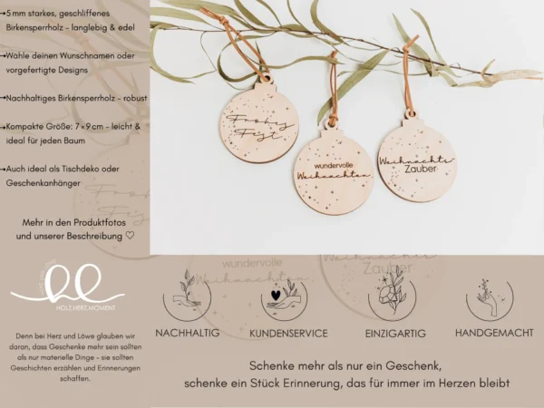 Personalisierte Weihnachtskugeln aus Holz – Bild 10
