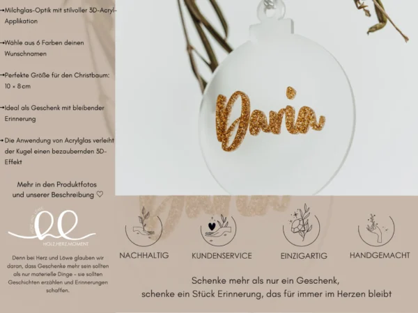 Personalisierte Weihnachtskugel aus Milchglas – Bild 8