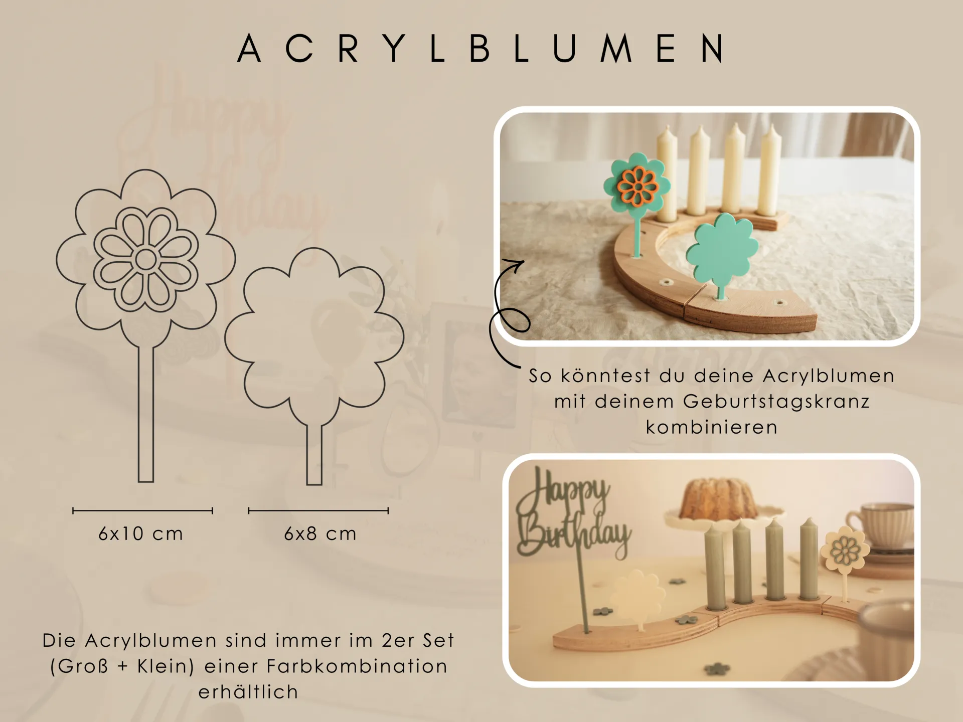 Acrylblumen für den Geburtstagskranz – Bild 4