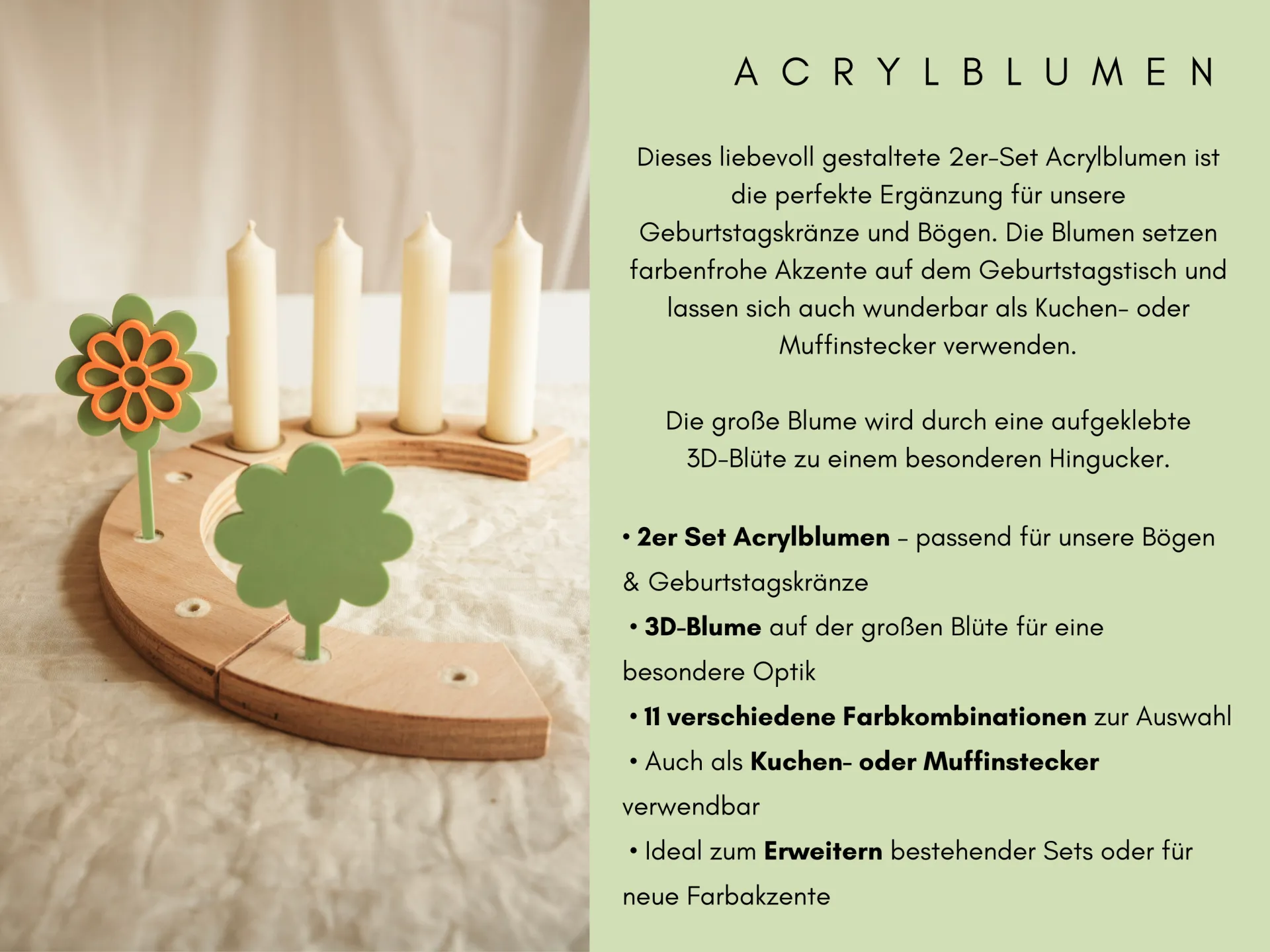 Acrylblumen für den Geburtstagskranz – Bild 2